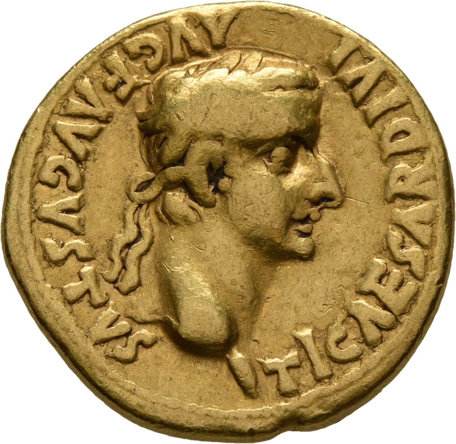RIC I (second edition) Tiberius 29 Tiberius obverse — Head of Tiberius, laureate, right