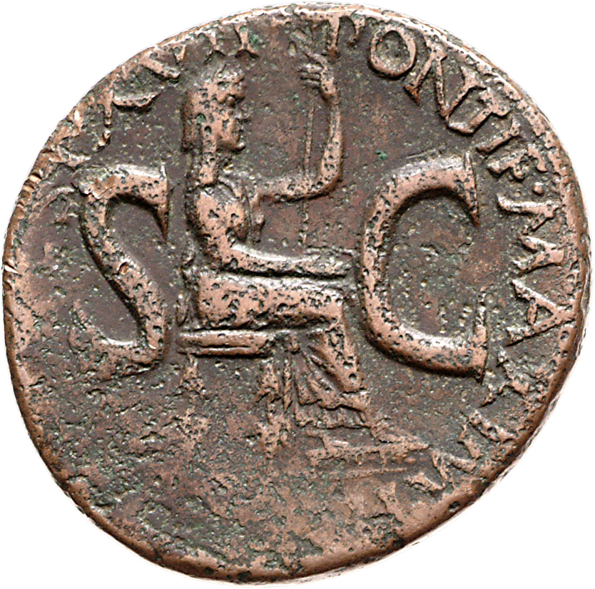 RIC I (second edition) Tiberius 33 Tiberius reverse, Female figure, veiled, draped, seated, right, holding patera in right...