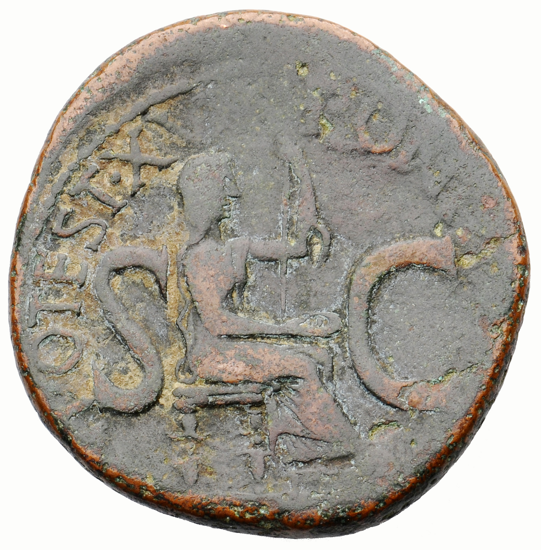 RIC I (second edition) Tiberius 36 Tiberius reverse, Female figure, veiled, draped, seated, right, holding patera in right...