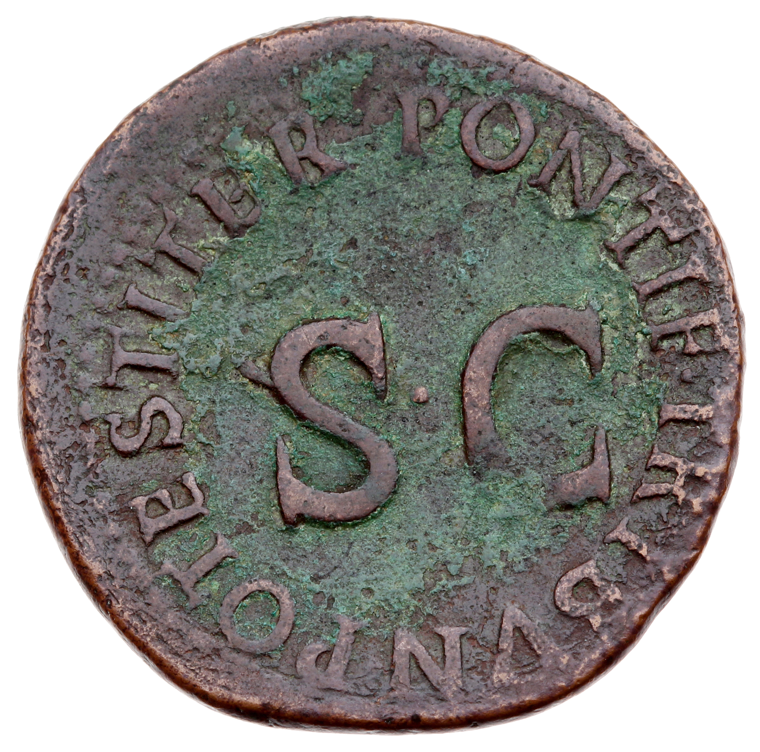 RIC I (second edition) Tiberius 45 Tiberius reverse — Legend surrounding large S C
