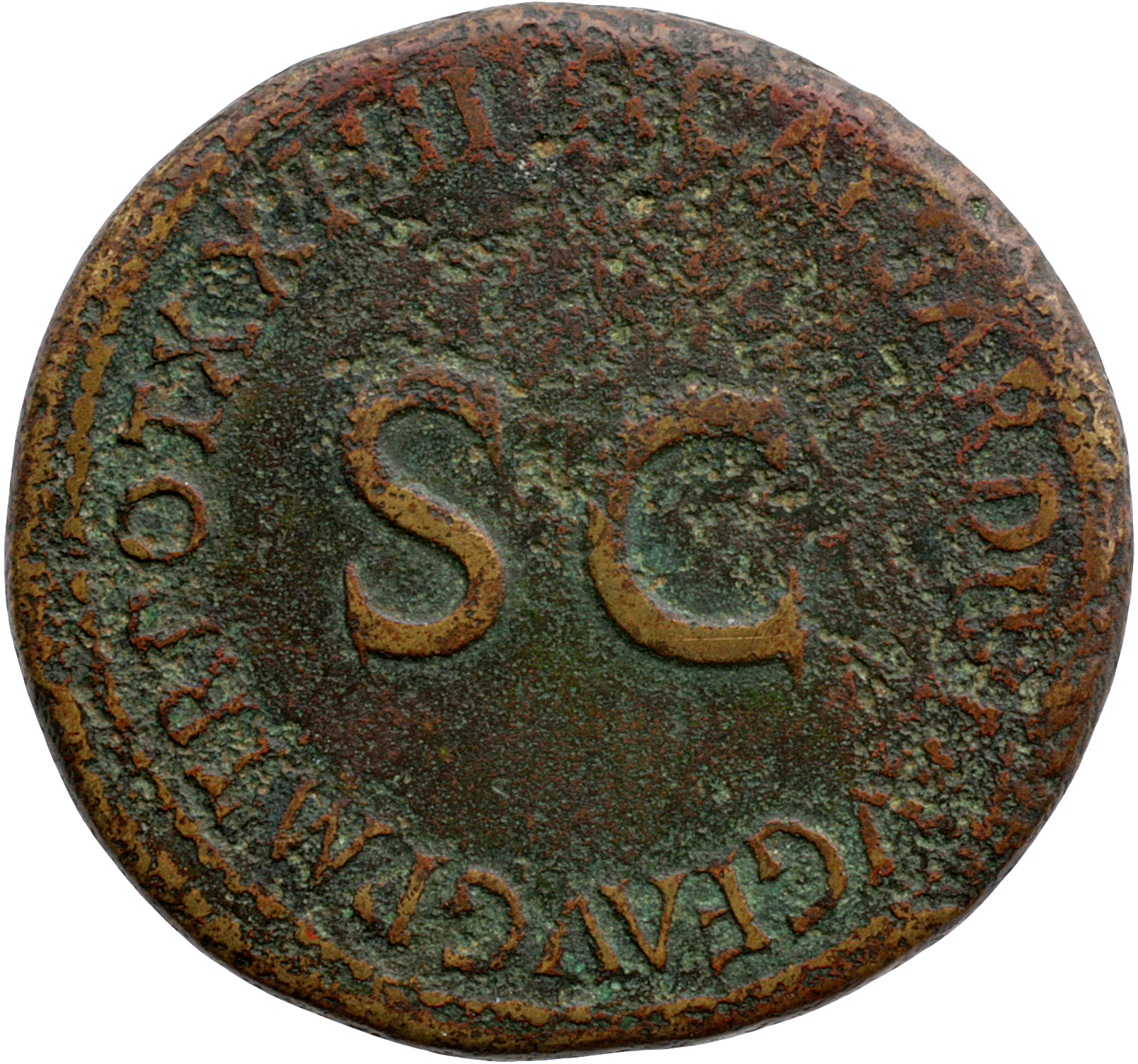 RIC I (second edition) Tiberius 46 Tiberius reverse, Legend surrounding large S C