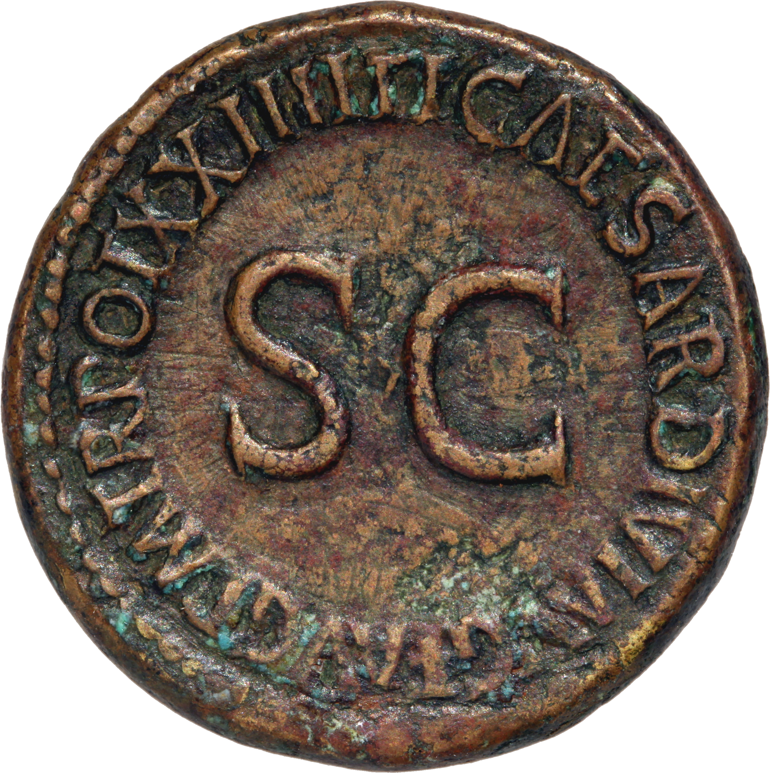 RIC I (second edition) Tiberius 46 Tiberius reverse — Legend surrounding large S C