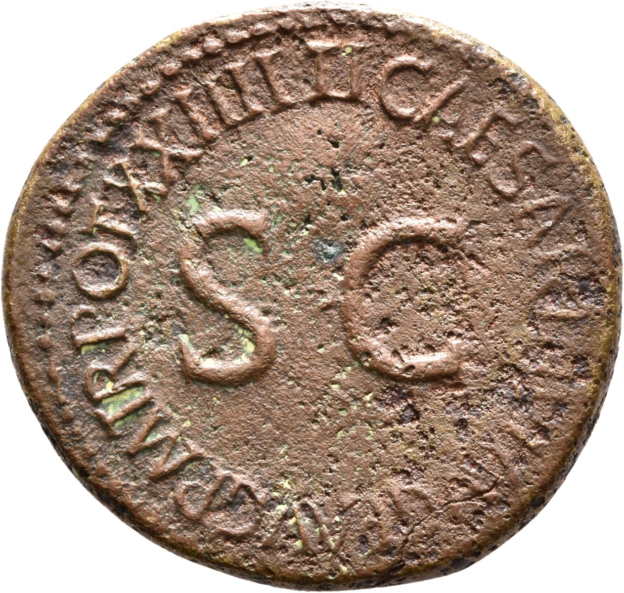 RIC I (second edition) Tiberius 47 Tiberius reverse — Legend surrounding large S C