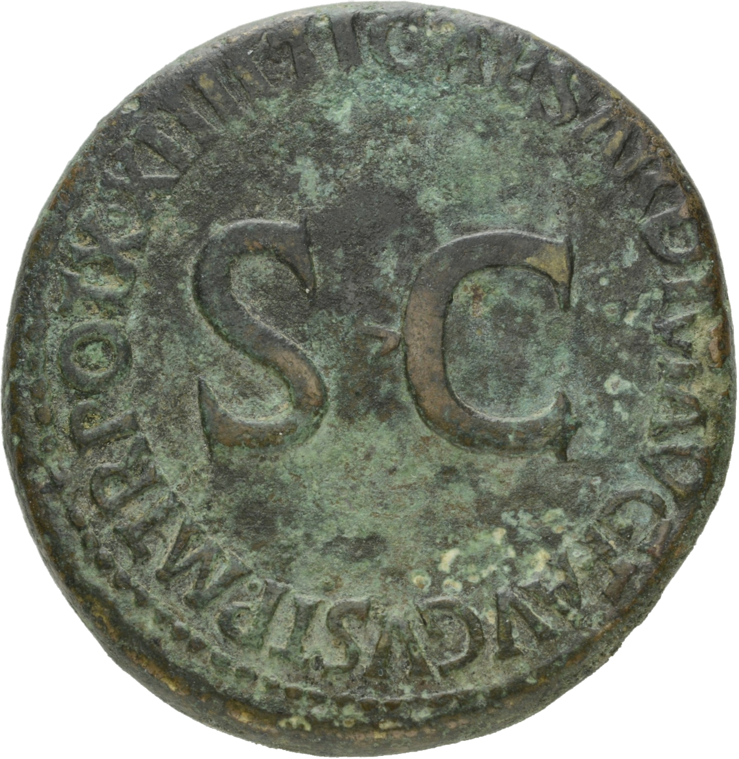 RIC I (second edition) Tiberius 49 Tiberius reverse — Legend surrounding large S C