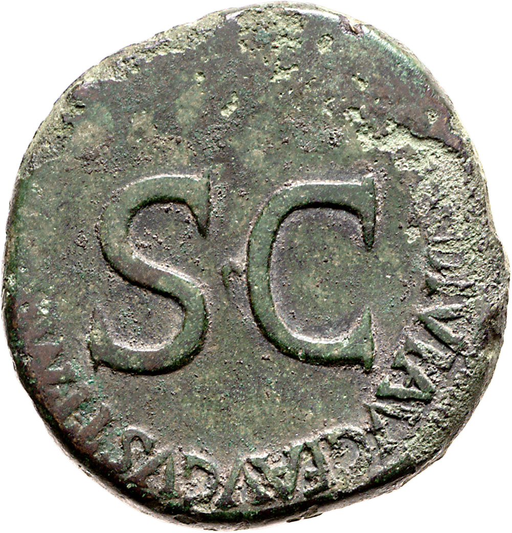 RIC I (second edition) Tiberius 55 Tiberius reverse, Legend surrounding large S C