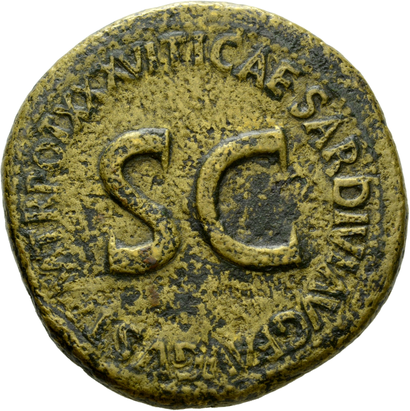RIC I (second edition) Tiberius 57 Tiberius reverse, Legend surrounding large S C