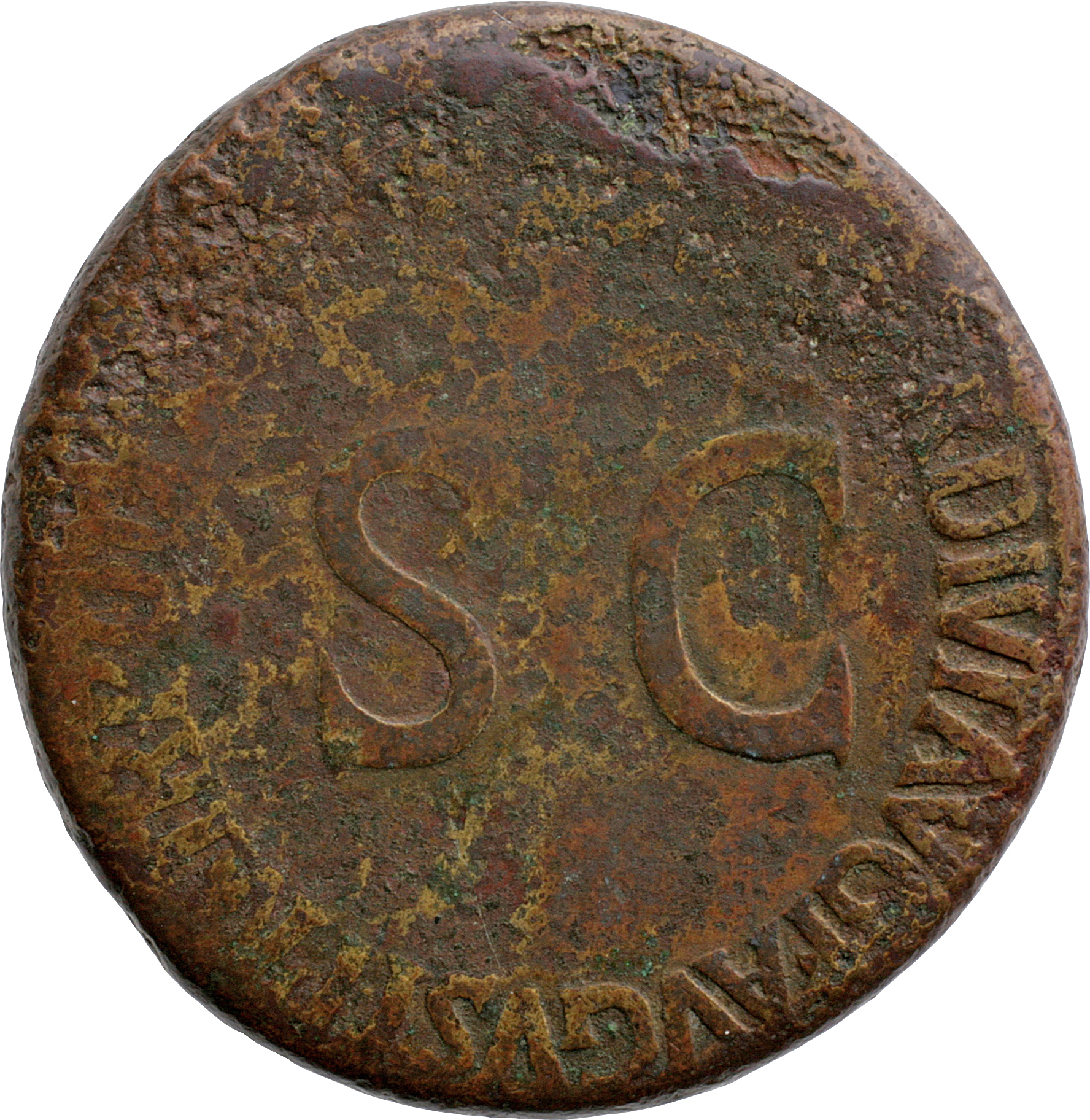 RIC I (second edition) Tiberius 57 Tiberius reverse — Legend surrounding large S C