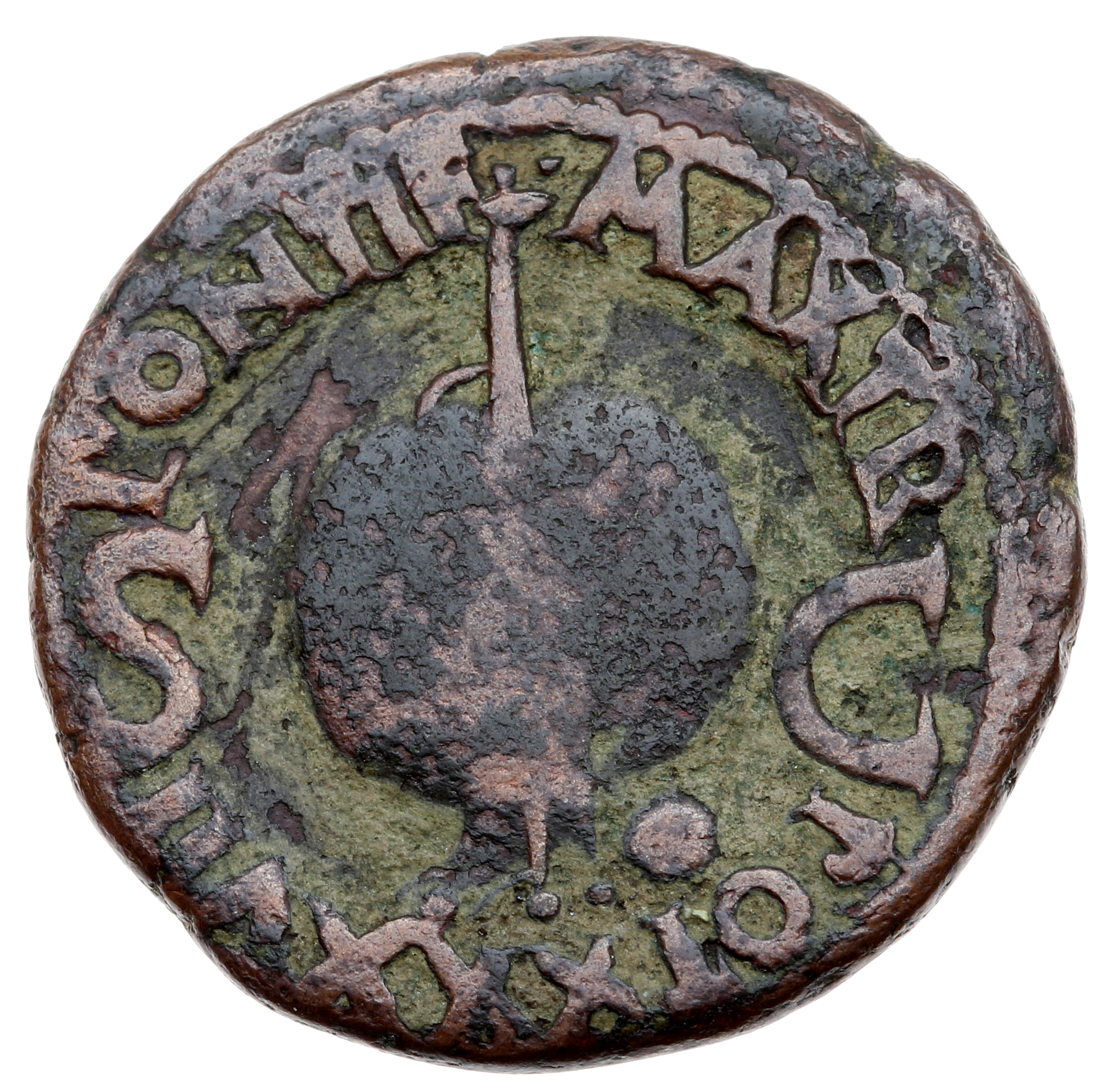 RIC I (second edition) Tiberius 58 Tiberius reverse — Rudder placed vertically across banded globe; small globe at base of...