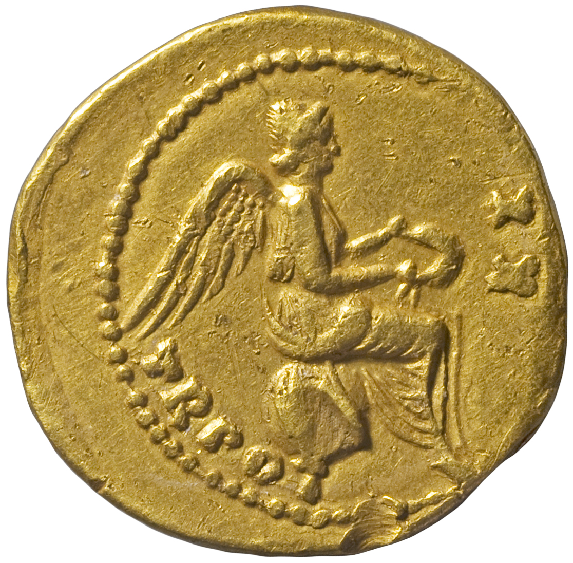 RIC I (second edition) Tiberius 6 Tiberius reverse, Victory, draped, seated, right on globe, holding wreath with both hand...