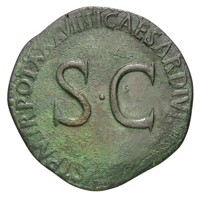 RIC I (second edition) Tiberius 61 Tiberius reverse — Legend surrounding large S C