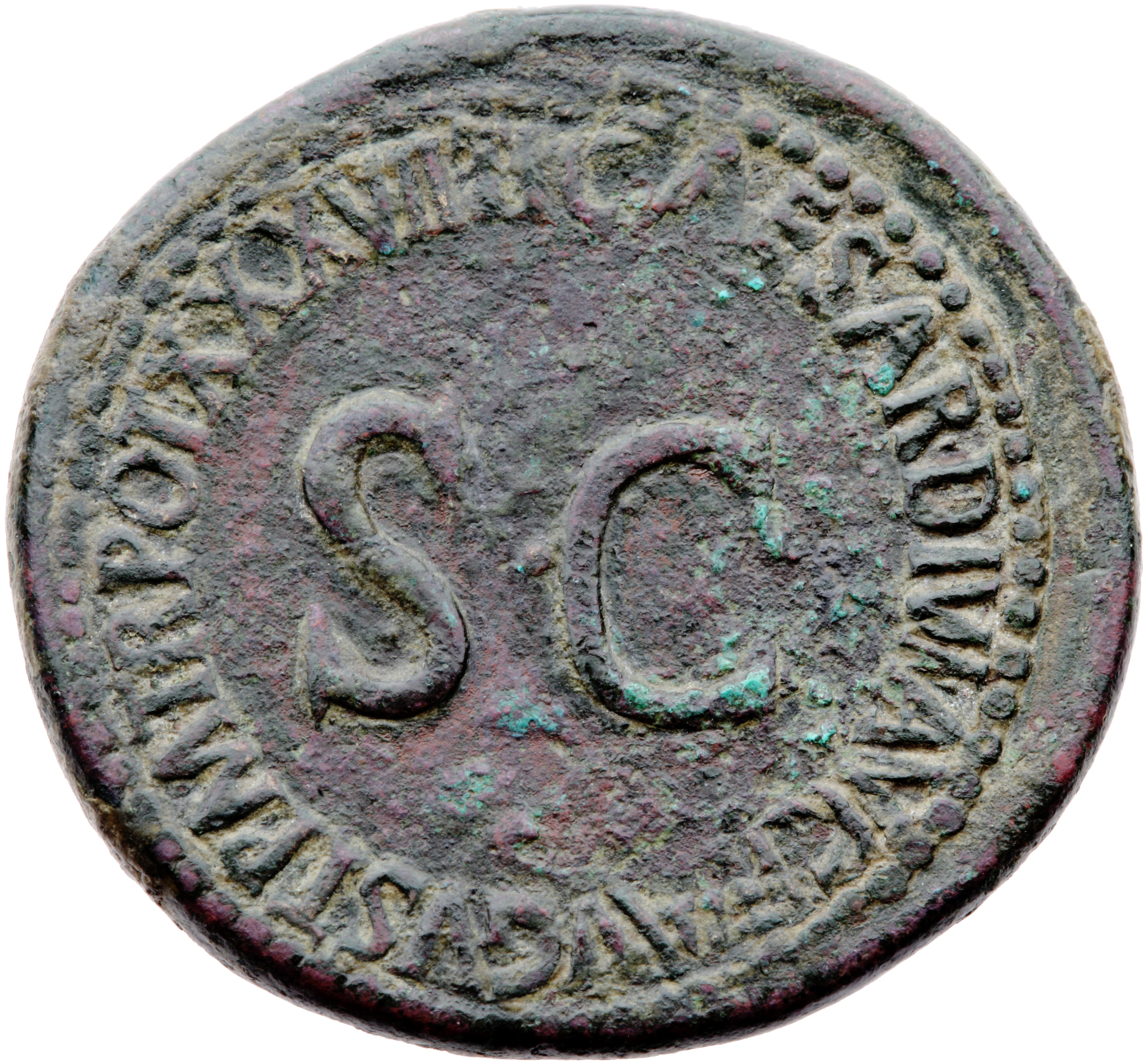RIC I (second edition) Tiberius 63 Tiberius reverse — Legend surrounding large S C