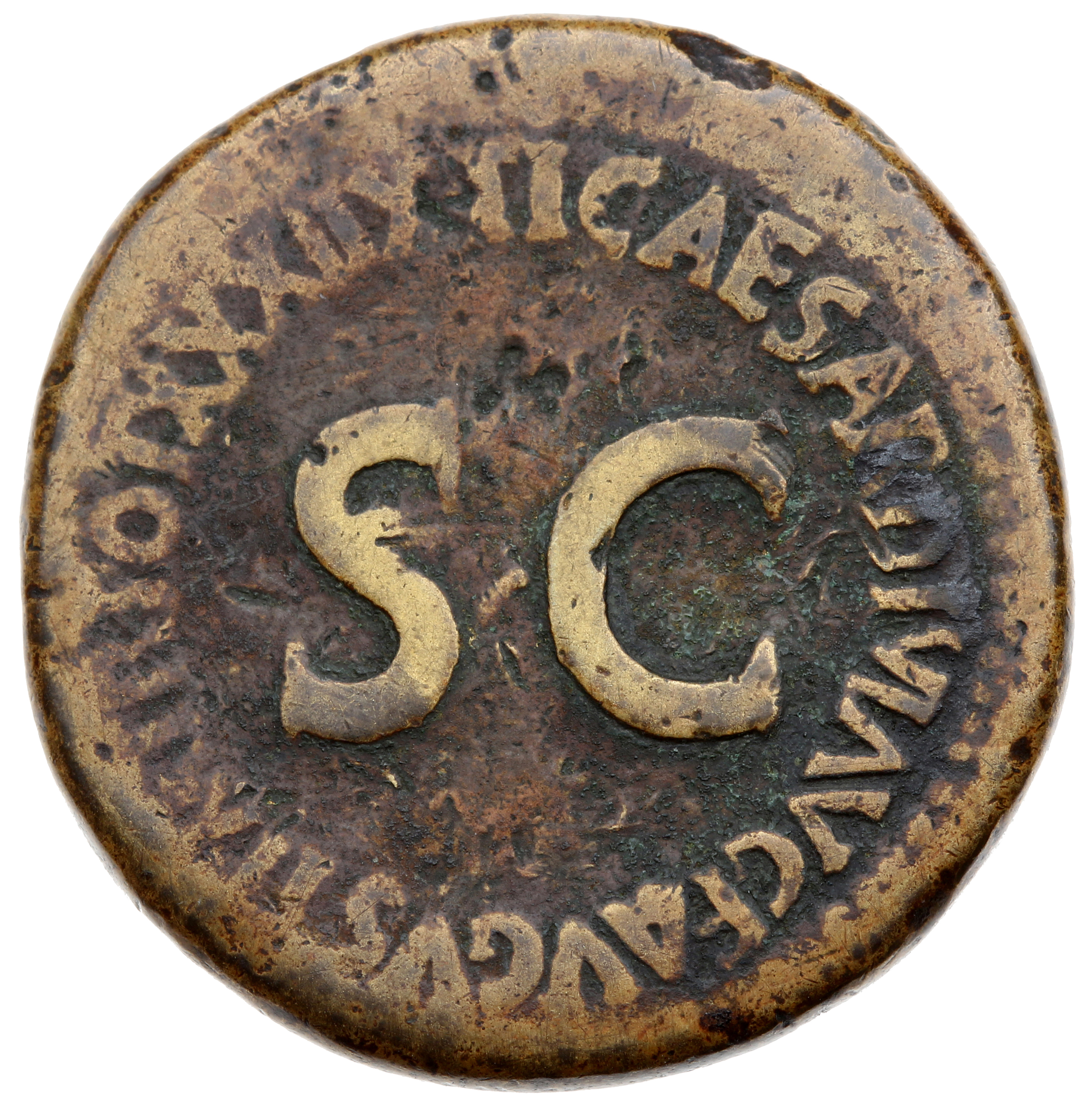 RIC I (second edition) Tiberius 66 Tiberius reverse — Legend surrounding large S C
