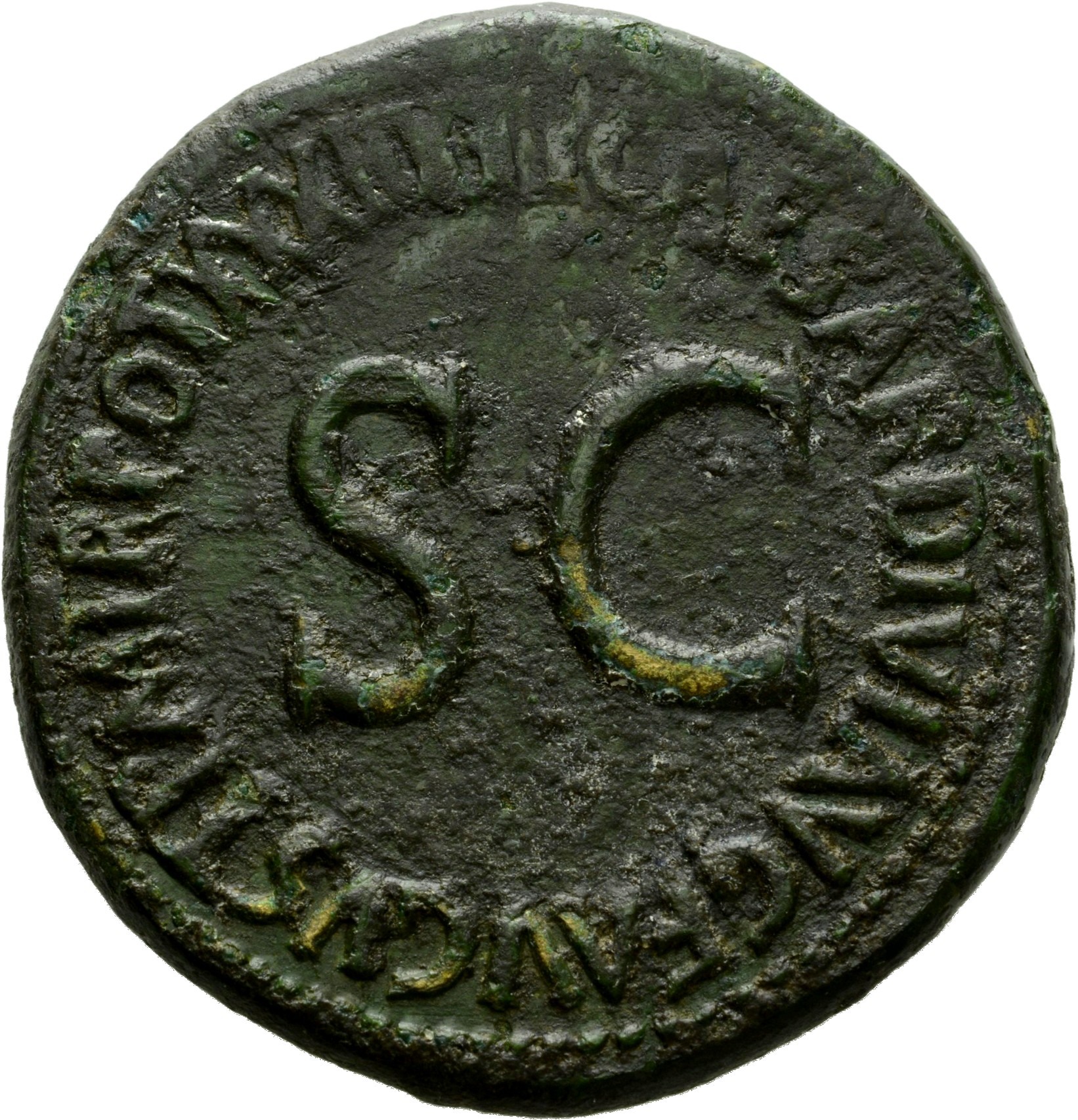 RIC I (second edition) Tiberius 67 Tiberius reverse, Legend surrounding large S C