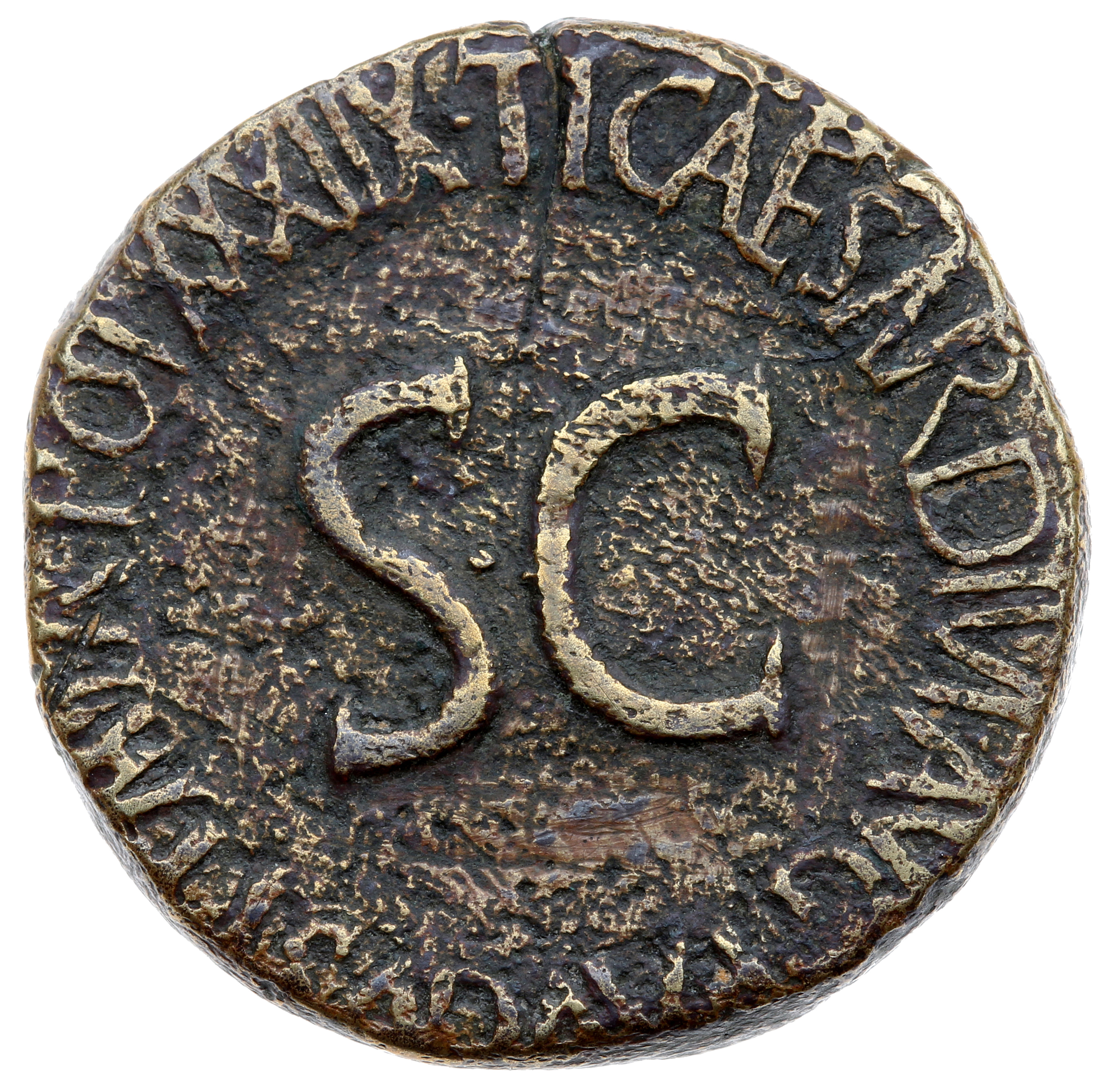 RIC I (second edition) Tiberius 68 Tiberius reverse — Legend surrounding large S C