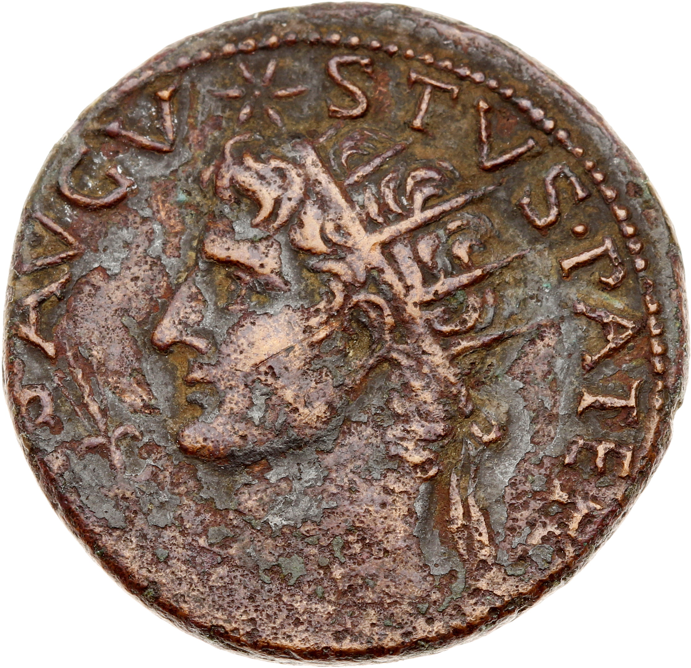 RIC I (second edition) Tiberius 72 Tiberius obverse — Head of Augustus, radiate, left; above, star; in front, thunderbolt