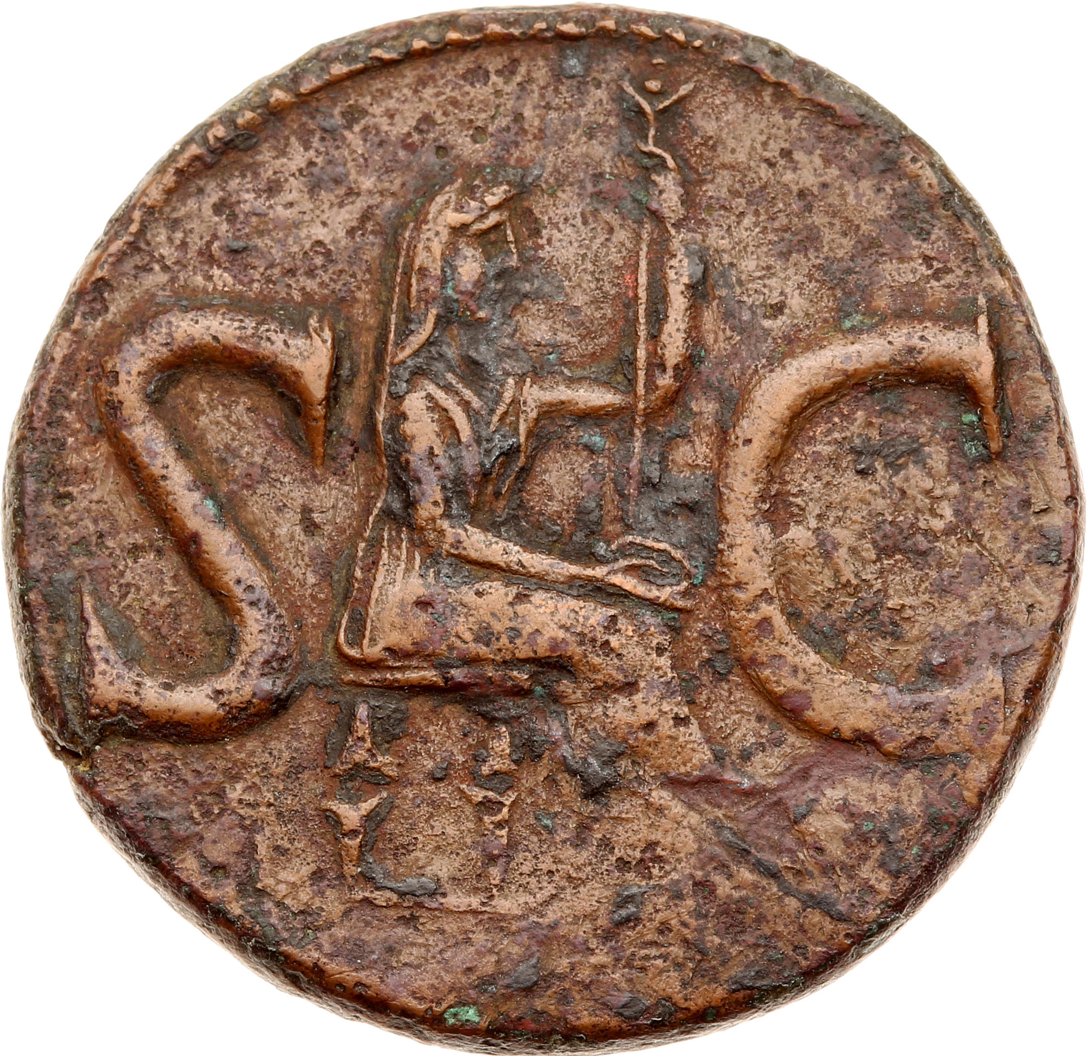 RIC I (second edition) Tiberius 72 Tiberius reverse — Female figure, veiled, draped, seated right, holding patera in right...