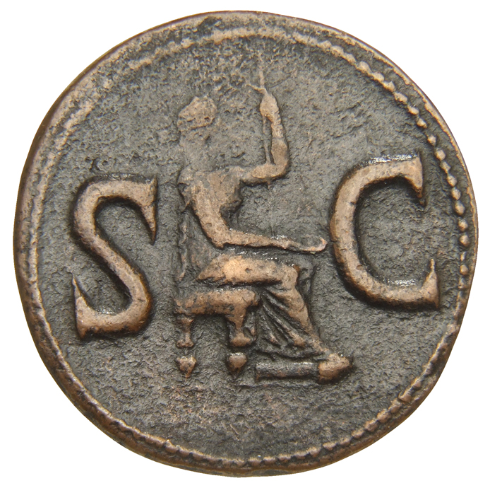 RIC I (second edition) Tiberius 73 Tiberius reverse — Female figure, veiled, draped, seated right, holding patera in right...