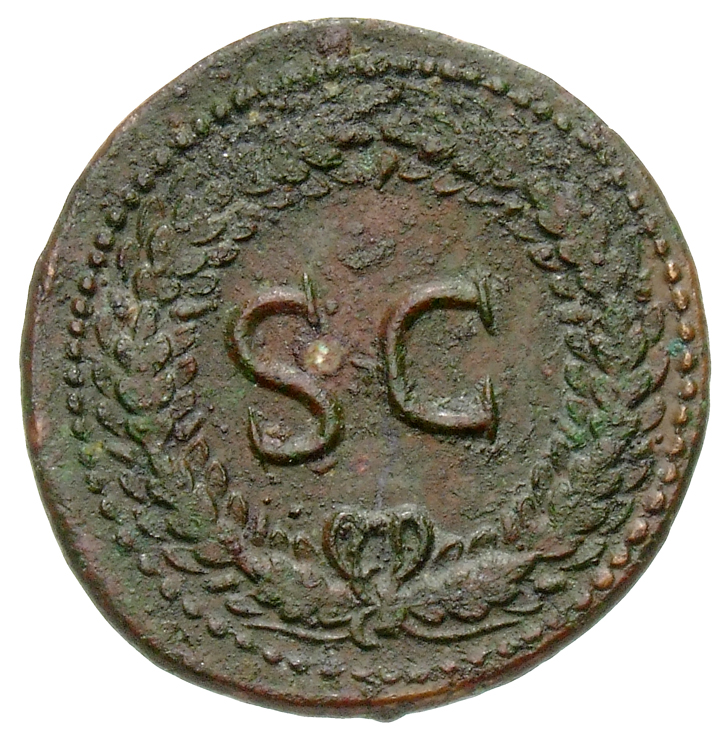 RIC I (second edition) Tiberius 79 Tiberius reverse, Large SC within oak-wreath
