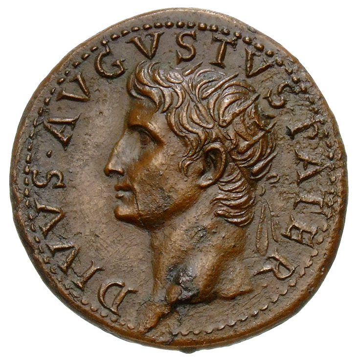 RIC I (second edition) Tiberius 79 Tiberius obverse, Head of Augustus, radiate, left