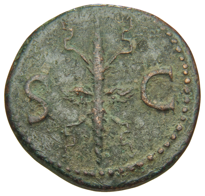 RIC I (second edition) Tiberius 83 Tiberius reverse, Winged thunderbolt upright