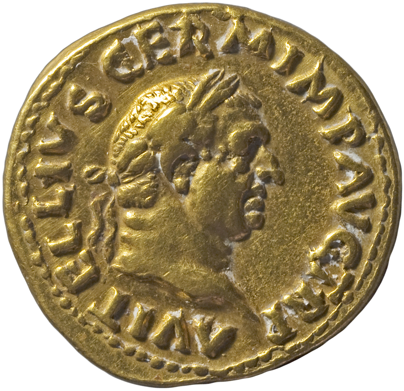 RIC I (second edition) Vitellius 104 Vitellius obverse, Head of Vitellius, laureate, right
