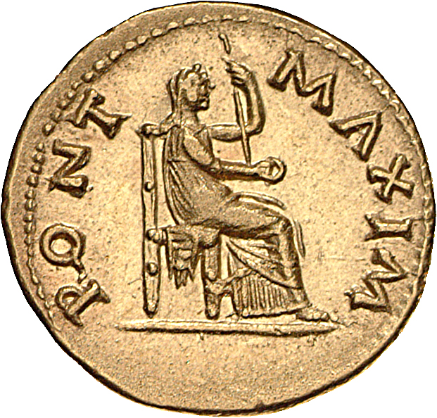 RIC I (second edition) Vitellius 106 Vitellius reverse, Vesta, veiled and draped, seated right on throne, holding patera i...