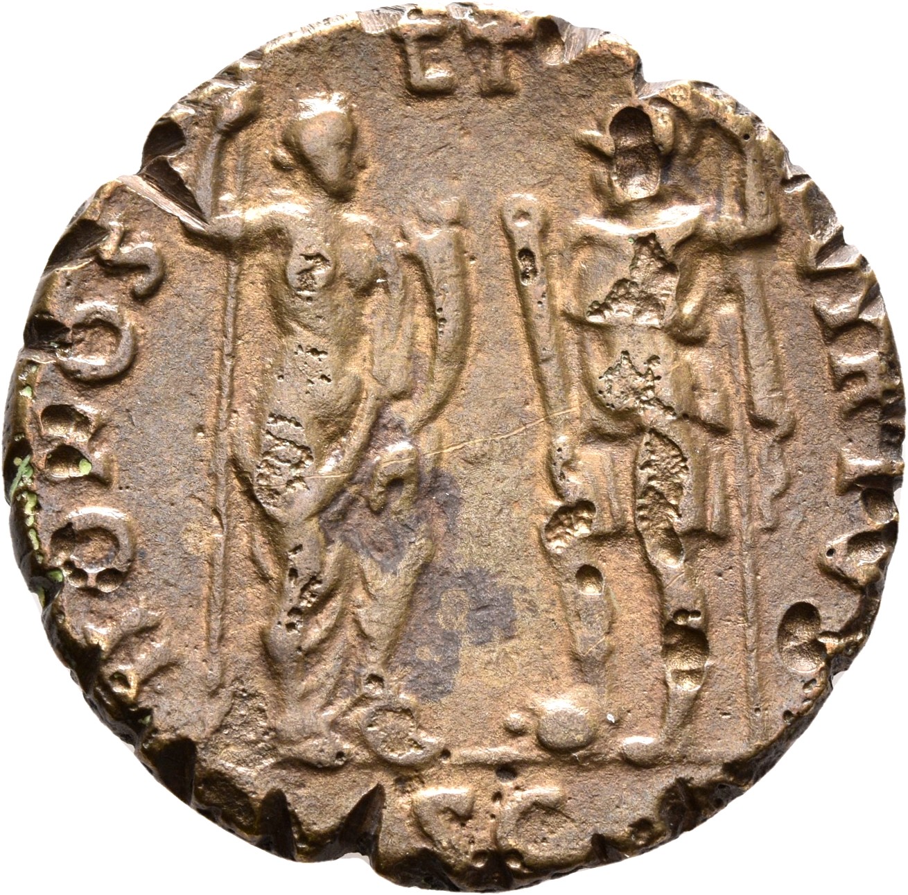 RIC I (second edition) Vitellius 113 Vitellius reverse, Honos, draped, standing right, holding sceptre in right hand and c...