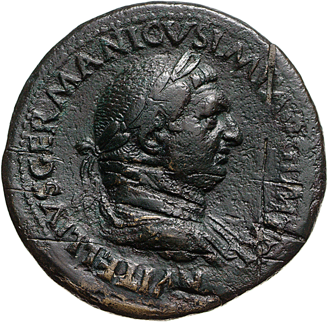 RIC I (second edition) Vitellius 118 Vitellius obverse, Bust of Vitellius, laureate, draped, right