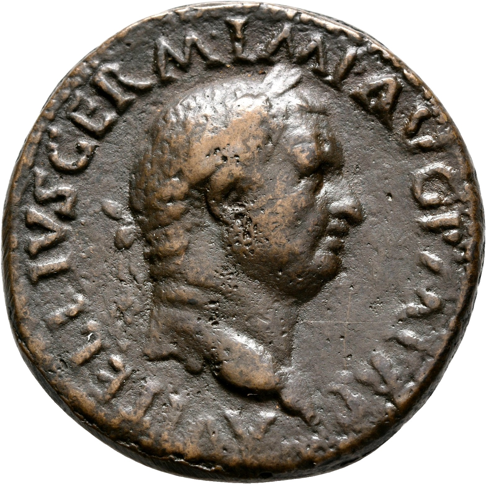 RIC I (second edition) Vitellius 123 Vitellius obverse, Bust of Vitellius, laureate, draped, right