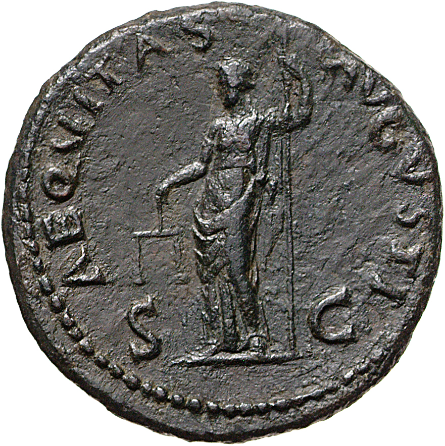 RIC I (second edition) Vitellius 125 Vitellius reverse, Aequitas, draped, standing left, holding scales in right hand and ...