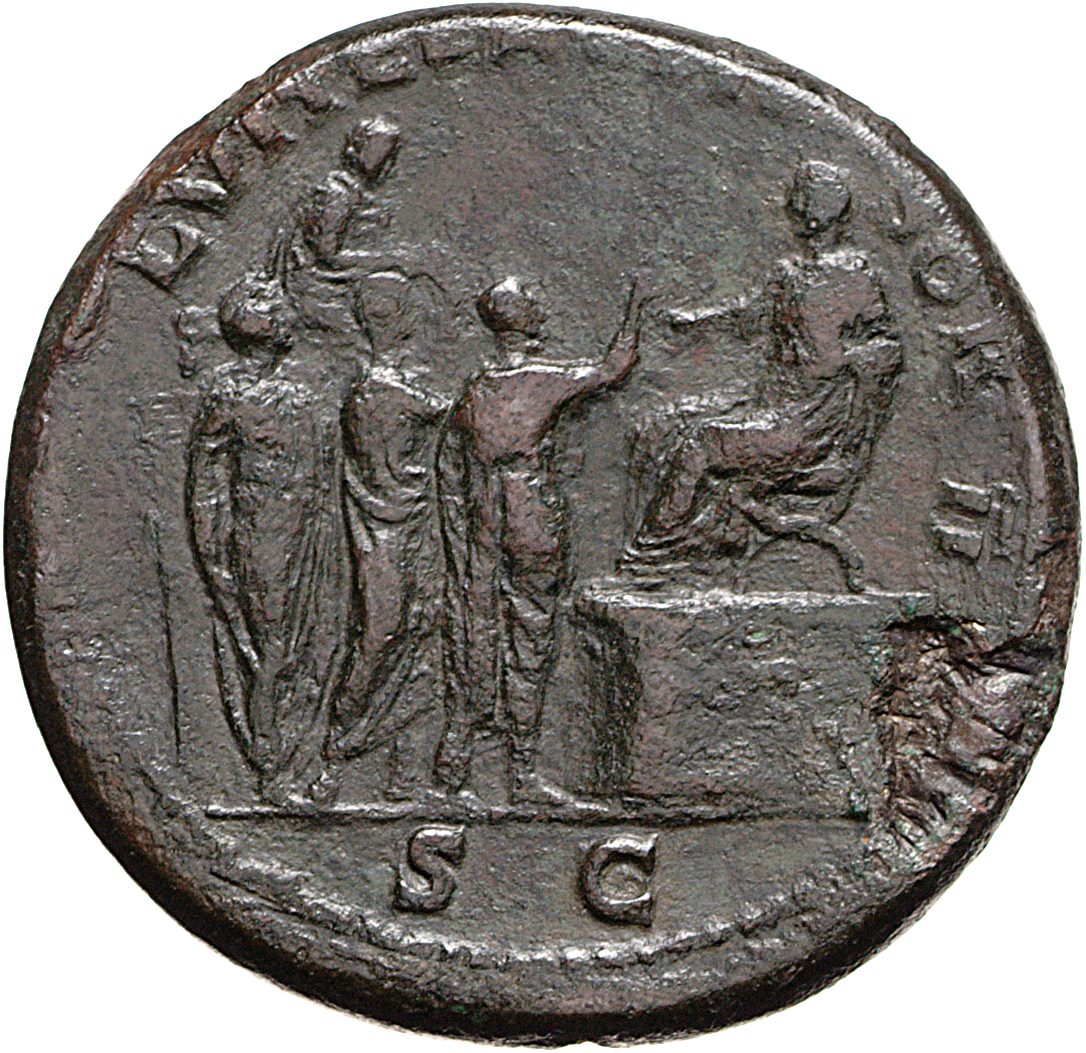 RIC I (second edition) Vitellius 133 Vitellius reverse, Concordia, draped, seated left on throne, holding branch in right ...