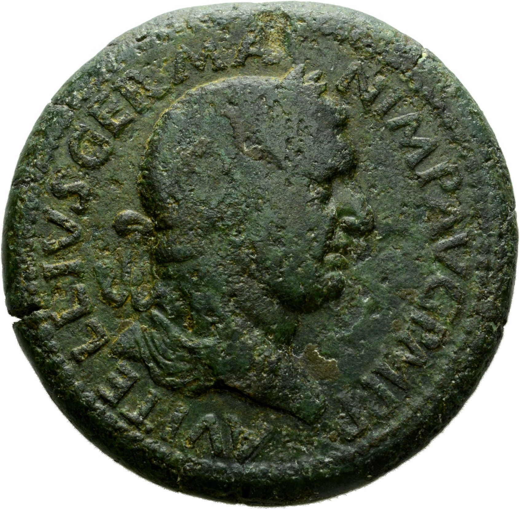 RIC I (second edition) Vitellius 136 Vitellius obverse, Bust of Vitellius, laureate, draped, right