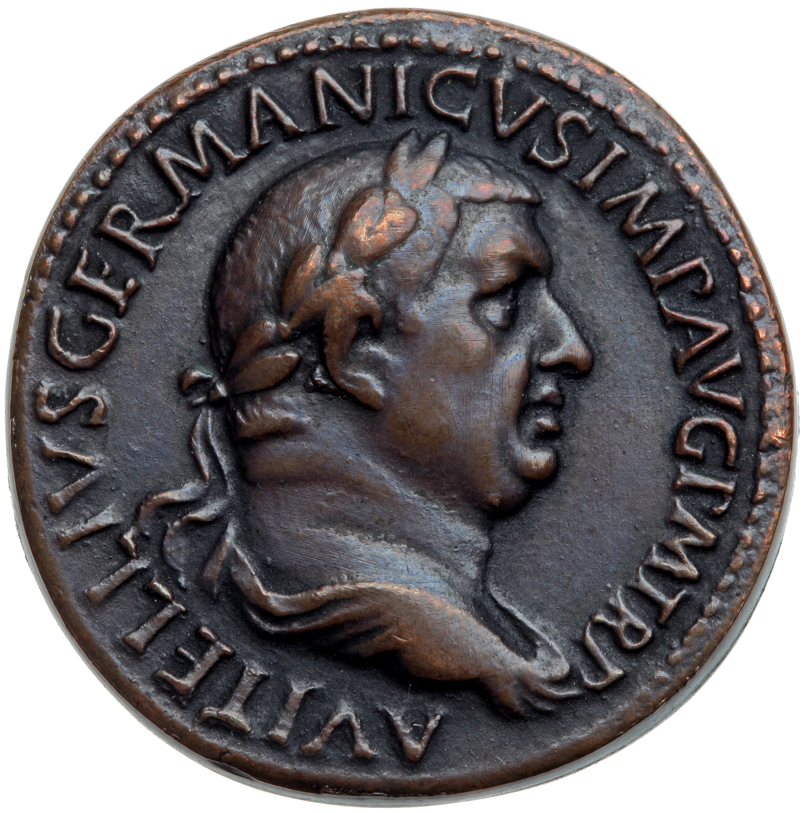 RIC I (second edition) Vitellius 136 Vitellius obverse — Bust of Vitellius, laureate, draped, right