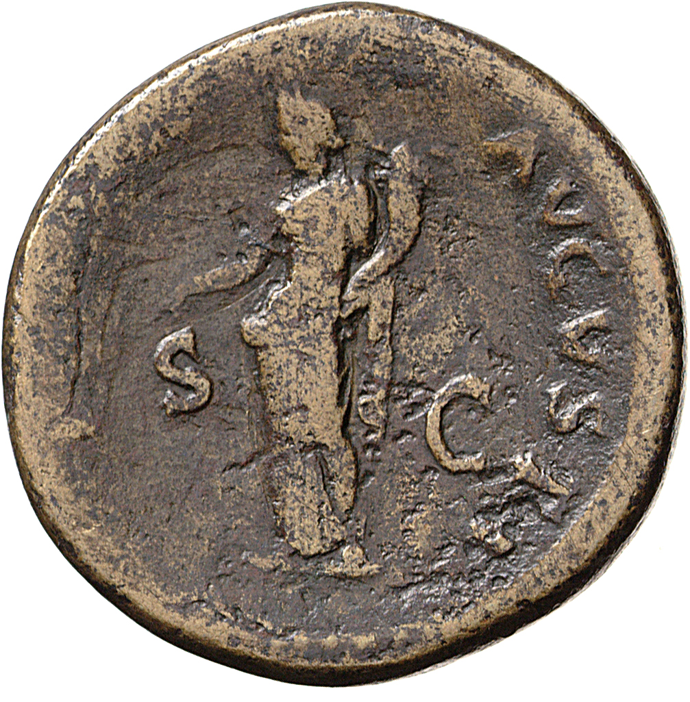 RIC I (second edition) Vitellius 139 Vitellius reverse, Pax, draped, standing left, holding branch in right hand and cornu...