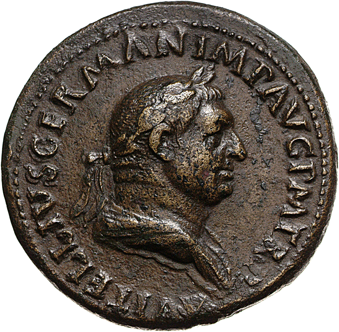 RIC I (second edition) Vitellius 140 Vitellius obverse, Bust of Vitellius, laureate, draped, right