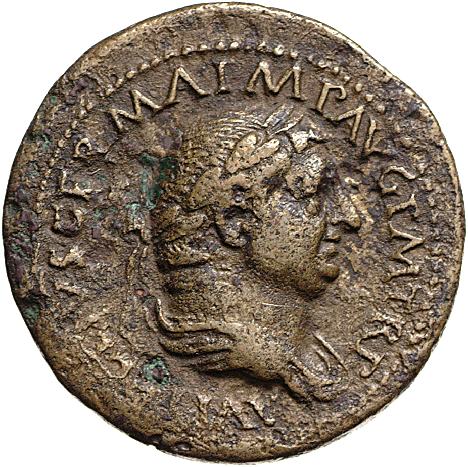 RIC I (second edition) Vitellius 162 Vitellius obverse, Bust of Vitellius, laureate, draped, right