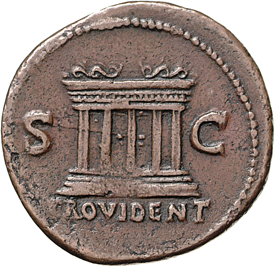 RIC I (second edition) Vitellius 163 Vitellius reverse, Altar enclosure with double paneled door and projections at top co...