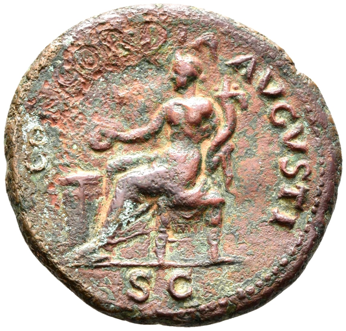 RIC I (second edition) Vitellius 171 Vitellius reverse — Concordia, draped, seated left, holding patera in right hand and ...