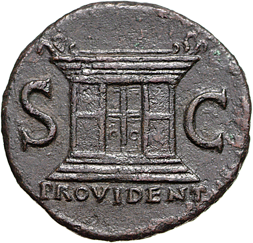 RIC I (second edition) Vitellius 173 Vitellius reverse, Altar enclosure with double paneled door and projections at top co...