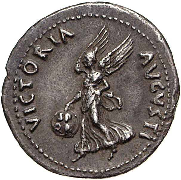 RIC I (second edition) Vitellius 36 Vitellius reverse — Victory, draped, advancing right, holding shield inscribed S P Q R...