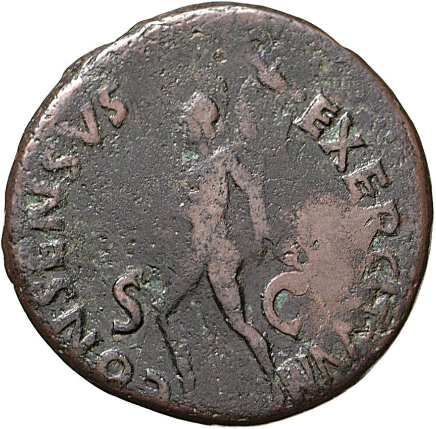 RIC I (second edition) Vitellius 40 Vitellius reverse, Mars, helmeted, wearing only cloak, advancing left, holding spear i...
