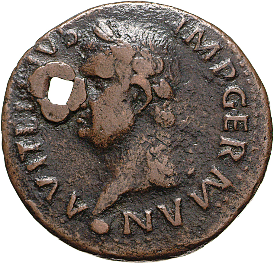 RIC I (second edition) Vitellius 40 Vitellius obverse — Head of Vitellius, laureate, left; globe at point of neck