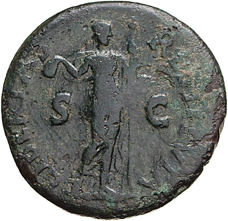 RIC I (second edition) Vitellius 43 Vitellius reverse, Libertas, draped, standing front, head right, holding pileus in rig...