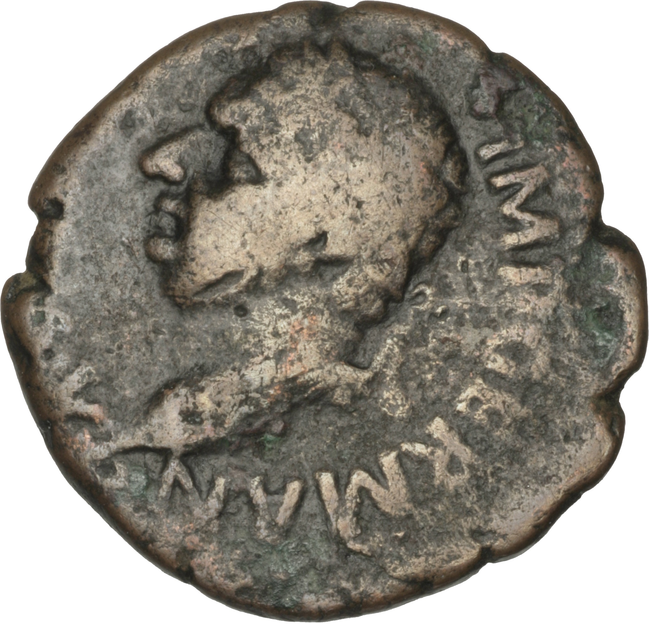 RIC I (second edition) Vitellius 44 Vitellius obverse, Head of Vitellius, laureate, left; globe at point of neck