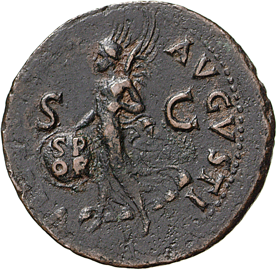 RIC I (second edition) Vitellius 46 Vitellius reverse, Victory, draped, advancing left, holding shield inscribed S P Q R i...