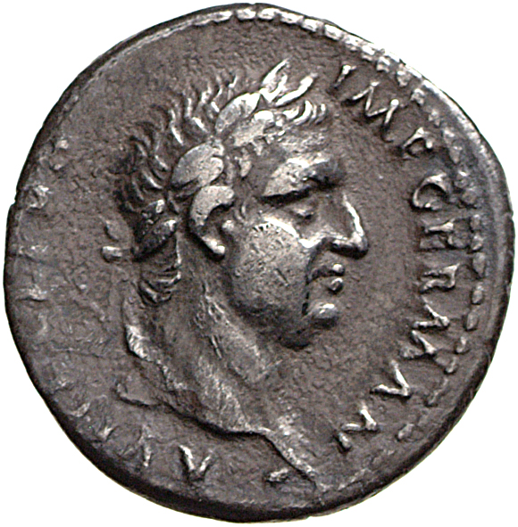 RIC I (second edition) Vitellius 48 Vitellius obverse, Head of Vitellius, laureate, right; globe at point of neck