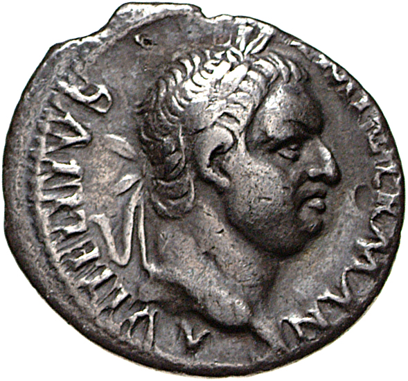 RIC I (second edition) Vitellius 54 Vitellius obverse, Head of Vitellius, laureate, right; globe at point of neck