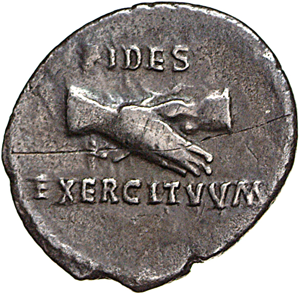 RIC I (second edition) Vitellius 54 Vitellius reverse — Clasped right hands