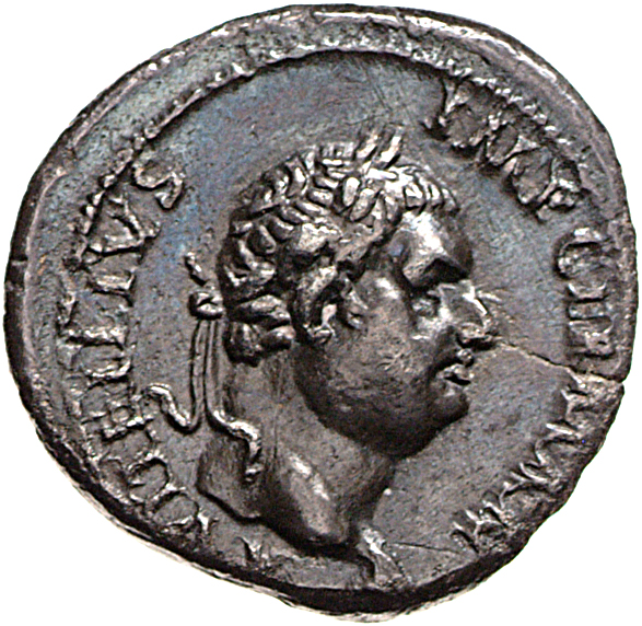 RIC I (second edition) Vitellius 59 Vitellius obverse, Head of Vitellius, laureate, right; globe at point of neck