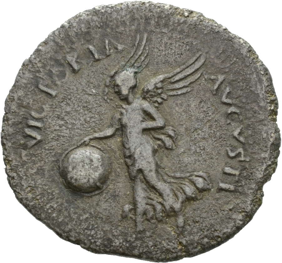 RIC I (second edition) Vitellius 63 Vitellius reverse, Victory, draped, advancing left, holding shield inscribed S P Q R i...